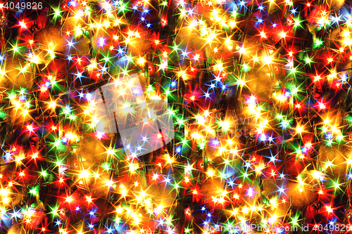 Image of abstract christmas lights explosion