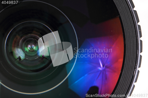 Image of lens of photo camera (objective) 