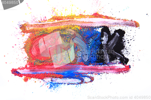 Image of cmyk toner powder (cyan, magenta, yellow, black)