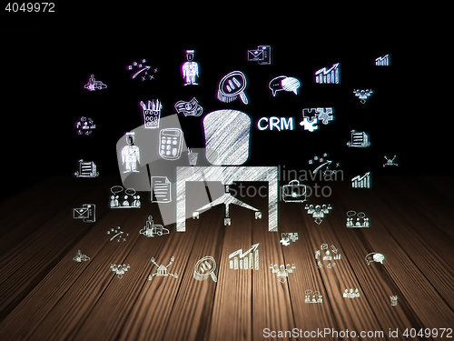 Image of Business concept: Office in grunge dark room
