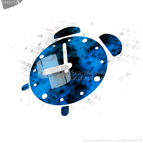 Image of Timeline concept: Alarm Clock on Digital background