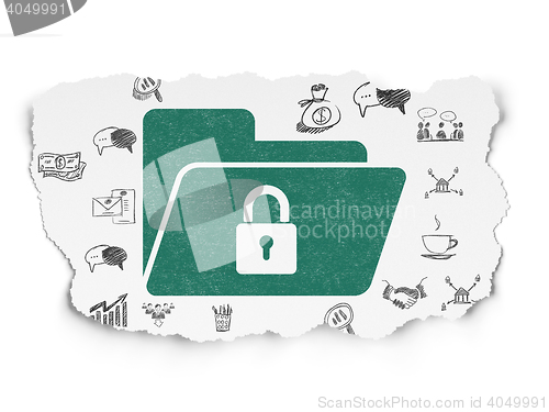 Image of Finance concept: Folder With Lock on Torn Paper background