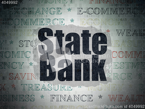 Image of Banking concept: State Bank on Digital Data Paper background