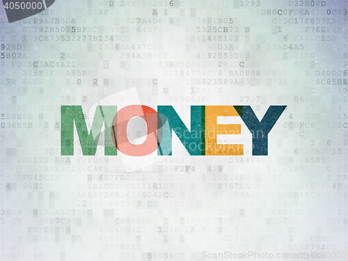 Image of Currency concept: Money on Digital Data Paper background