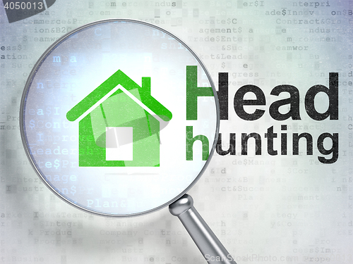 Image of Finance concept: Home and Head Hunting with optical glass