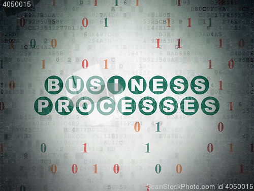 Image of Finance concept: Business Processes on Digital Data Paper background