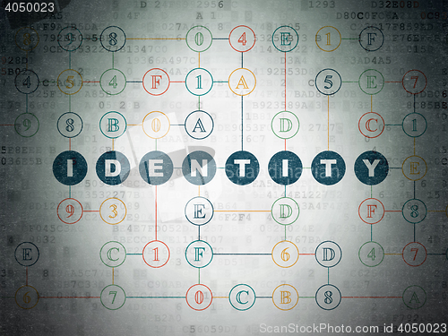 Image of Protection concept: Identity on Digital Data Paper background