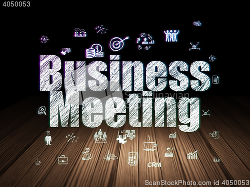 Image of Business concept: Business Meeting in grunge dark room