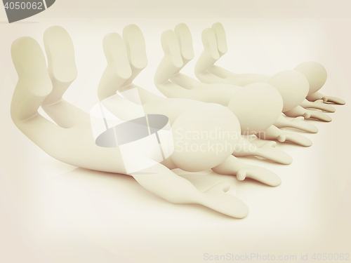 Image of 3d mans isolated on white. Series: morning exercises - flexibili