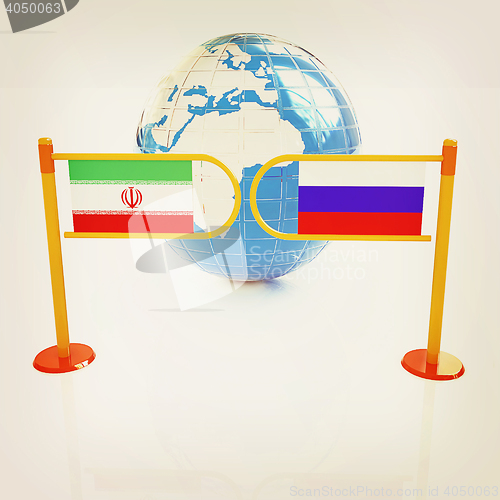 Image of Three-dimensional image of the turnstile and flags of Russia and