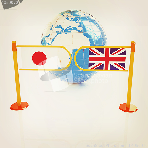 Image of Three-dimensional image of the turnstile and flags of UK and Jap