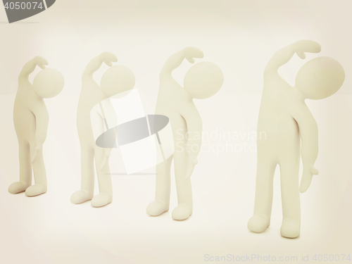 Image of 3d mans isolated on white. Series: morning exercises - flexibili