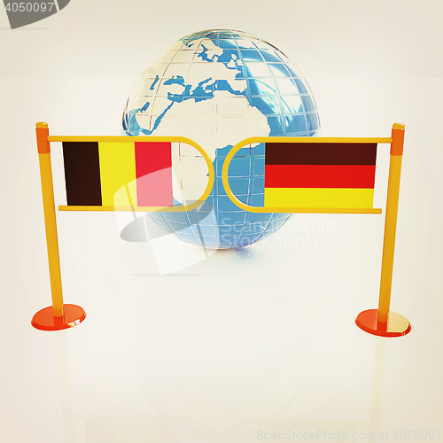 Image of Three-dimensional image of the turnstile and flags of Germany an