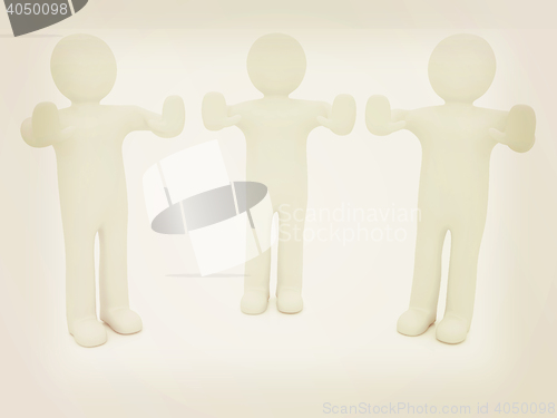 Image of 3d mans. Ban, veto, warning concept - making stop gesture . 3D i