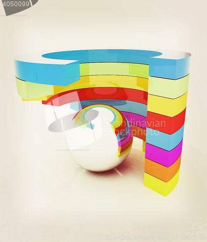 Image of Abstract colorful structure with ball in the center . 3D illustr