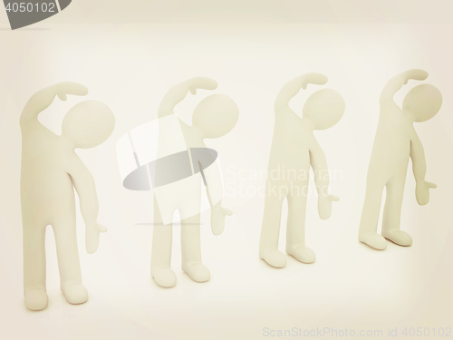 Image of 3d mans isolated on white. Series: morning exercises - flexibili