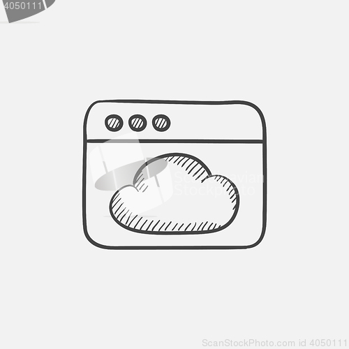 Image of Browser window with cloud  sketch icon.