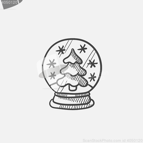 Image of Snow globe with christmas tree sketch icon.