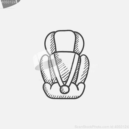 Image of Baby car seat sketch icon.