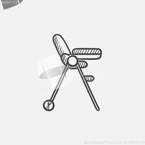 Image of Baby chair for feeding sketch icon.