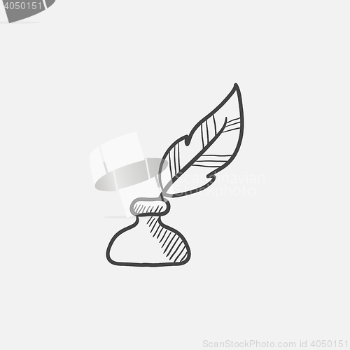 Image of Feather in inkwell sketch icon.