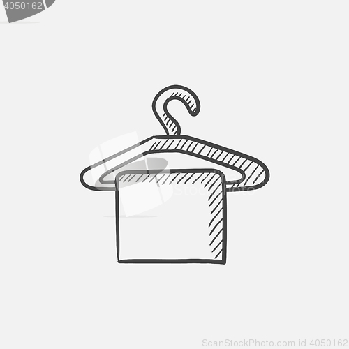 Image of Towel on hanger sketch icon.