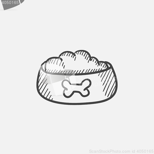 Image of Dog bowl with food sketch icon.