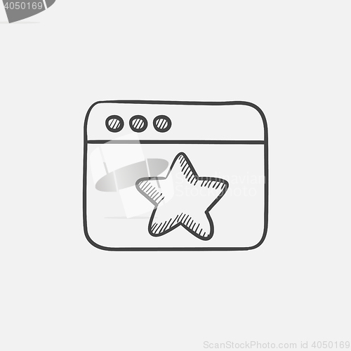 Image of Browser window with star favorite sign sketch icon.