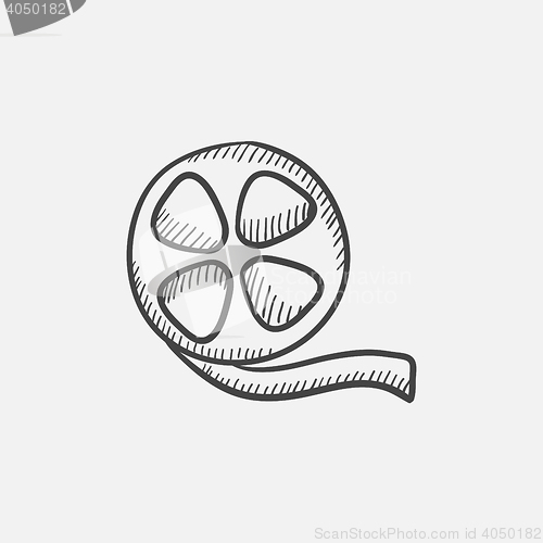 Image of Film reel sketch icon.