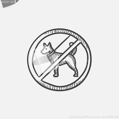 Image of No dog sign sketch icon.