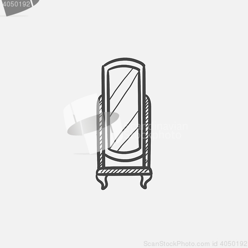 Image of Swivel mirror on stand sketch icon.