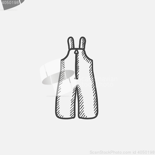 Image of Baby winter overalls sketch icon.