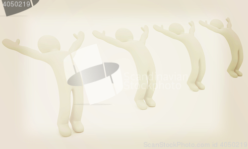 Image of 3d mans isolated on white. Series: morning exercises - flexibili