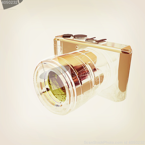 Image of 3d illustration of photographic camera. 3D illustration. Vintage