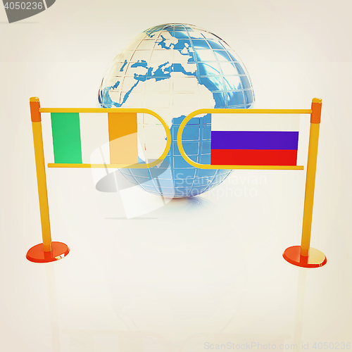 Image of Three-dimensional image of the turnstile and flags of Ireland an