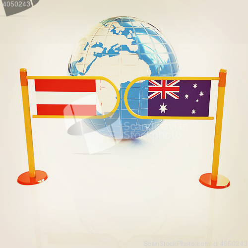 Image of Three-dimensional image of the turnstile and flags of Australia 
