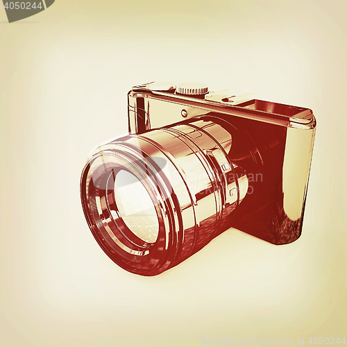 Image of 3d illustration of photographic camera. 3D illustration. Vintage