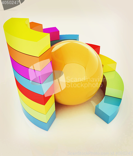 Image of Abstract colorful structure with ball in the center . 3D illustr