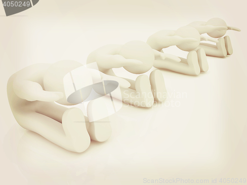 Image of 3d mans isolated on white. Series: morning exercises - flexibili