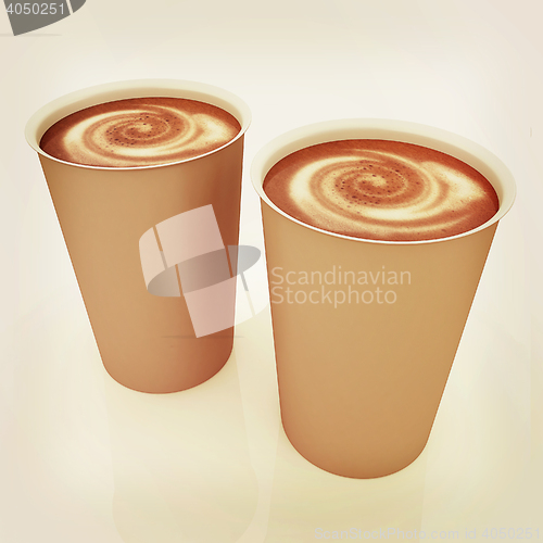 Image of Hot drink in fast-food cap. 3D illustration. Vintage style.