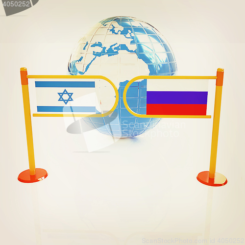 Image of Three-dimensional image of the turnstile and flags of Russia and