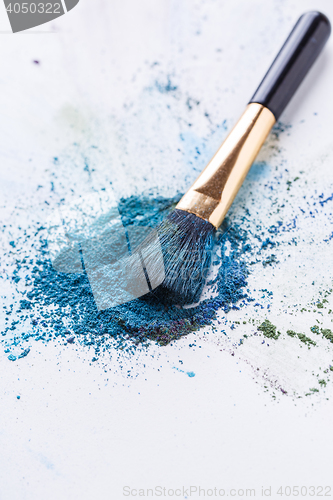 Image of Brush for make-up ,crumbly shadows on white background