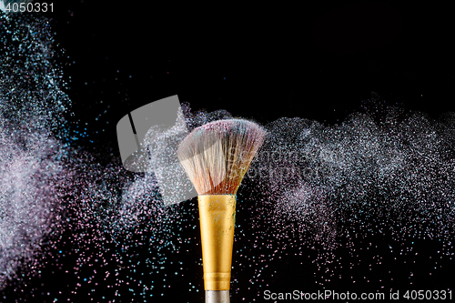 Image of Brush with feathered purple shades on black background