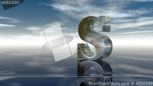 Image of metal uppercase letter s under cloudy sky - 3d rendering