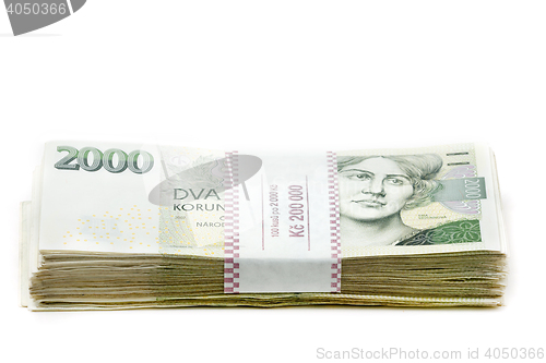 Image of czech banknotes nominal value one and two thousand crowns