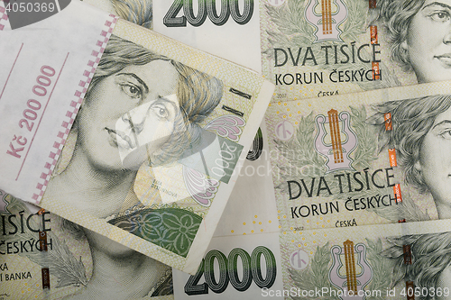 Image of czech banknotes crowns background