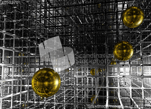 Image of abstract futuristic background with spheres - 3d illustration