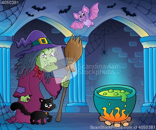 Image of Witch with cat and broom theme image 7