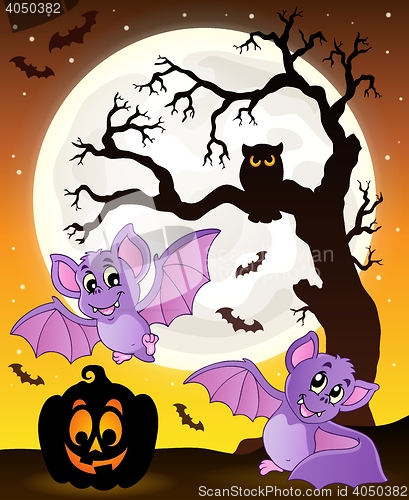 Image of Halloween theme with bats 1