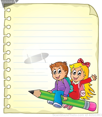 Image of Notebook page with school kids 1